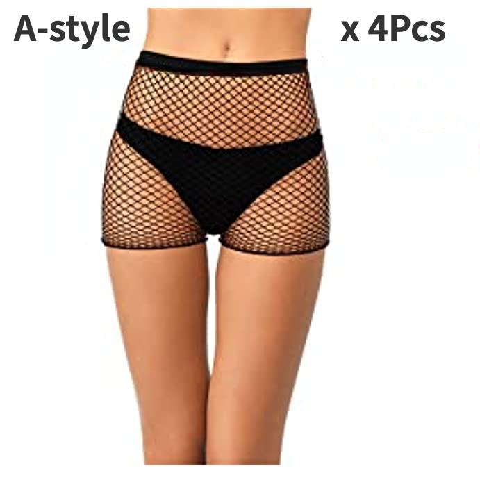 S Fischernetz Shorts Strumpfhose Fischernetz Biker Short Hohe Taille Strumpfhose Durchsichtig Elastische Netz Shorts Für Damen Mädchen black