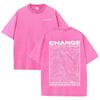 "CHANGE" Topographic Line Art Print Vintage Washed Beige Casual Graphic T Shirt