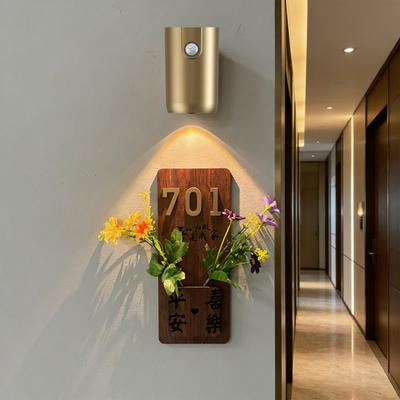 Veilleuse sans fil à détecteur de mouvement Panneau de numéro de maison illuminé mural / Panneau artistique Veilleuse LED rechargeable pour entrée Couloir Chambre à coucher