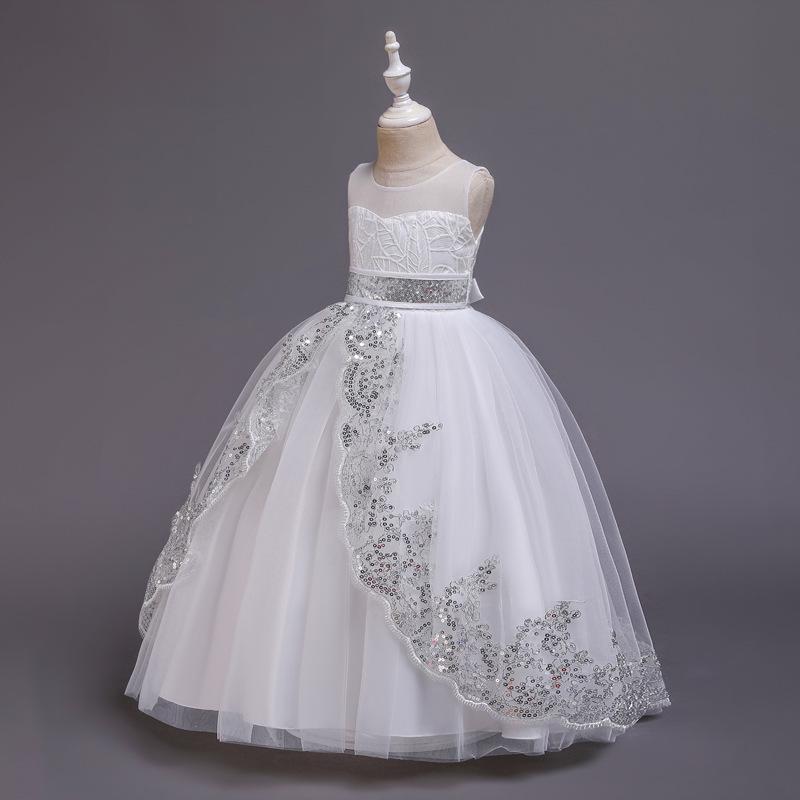 Girls' Sequin Lace Flower Girl Wedding Dress