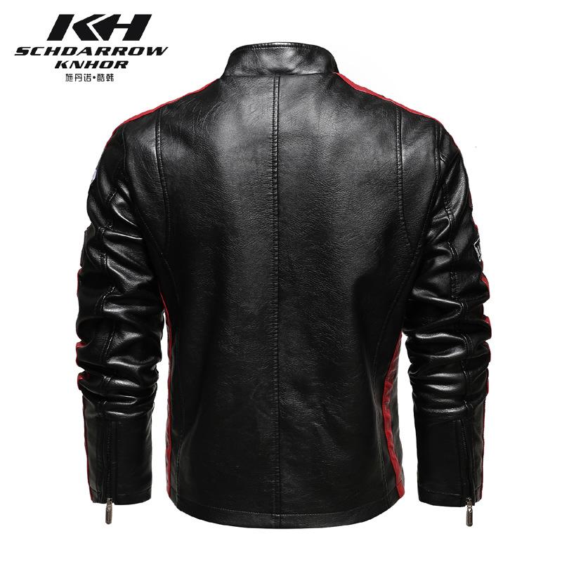 A autumn and winter men's leather jacket, European and American motorcycle locomotive men's PU jacket, fleece large size jacket