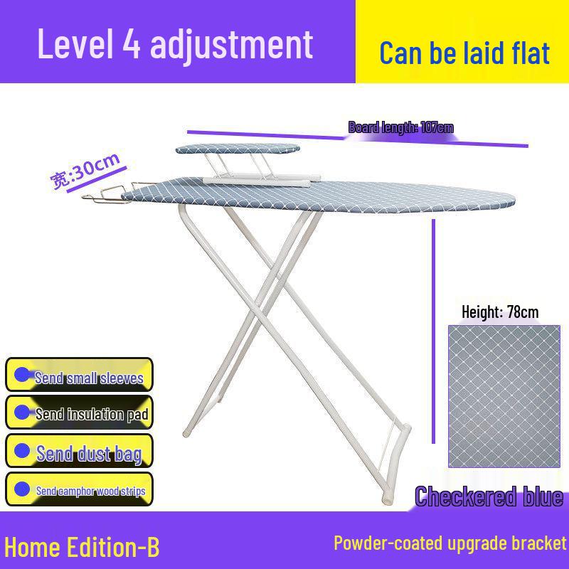 Reinforced Foldable Ironing Board with Handheld Rack - High-Grade Household Accessory