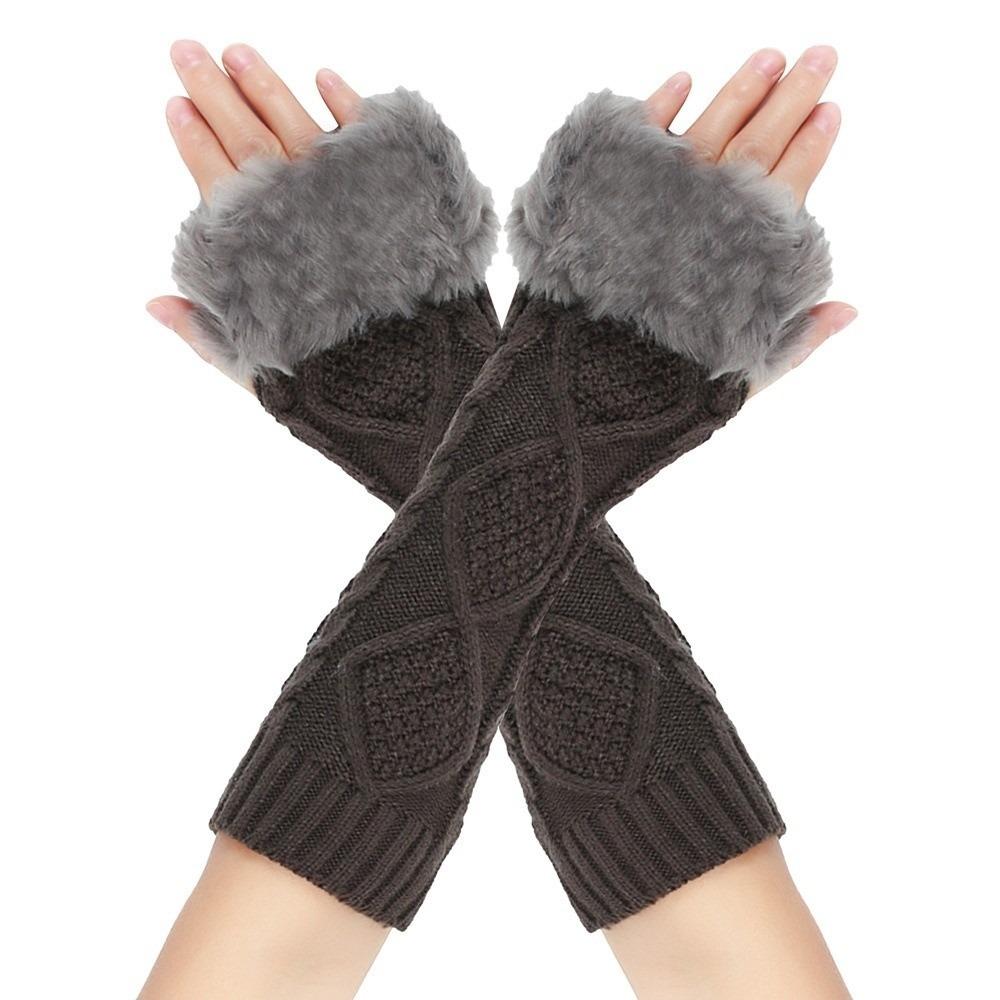 Furry Knitted Sleeves Gloves Crochet Knitting Arm Warmers Women Clothing Accessories