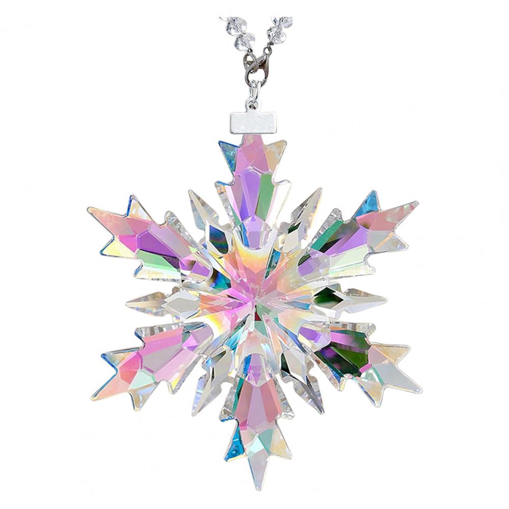 9.8cm Christmas Ornaments Clear Faceted Crystal Snowflake Pendant Acrylic Icicle Drop Transparent Hangings Christmas Tree Decor