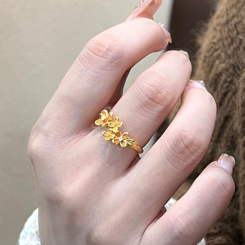 

Classic style laurel flower rings for women new in brushed micro inlaid crystal Ring exquisite adjustable party jewelry resizable золотой