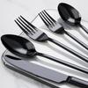 Black Silverware Set Stainless Steel Flatware Western Tableware Mirror Cutlery Knife Fork Spoon Dinnerware Kitchen Utensils