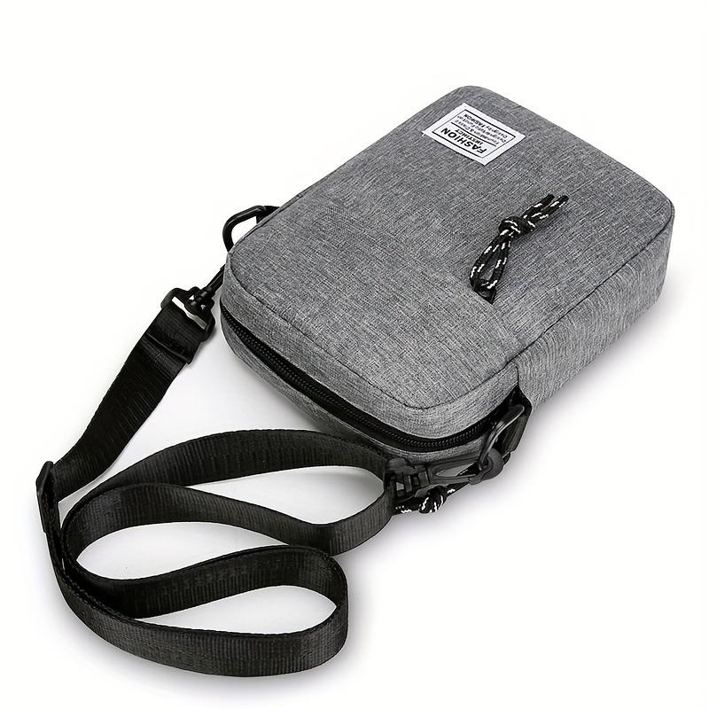Herren Stilvolle Graue Nylon Umhängetasche - Kompakte Lässige Schulter Messenger mit Verstellbarem Riemen & Mehreren Reißverschlusstaschen für den Täglichen Gebrauch