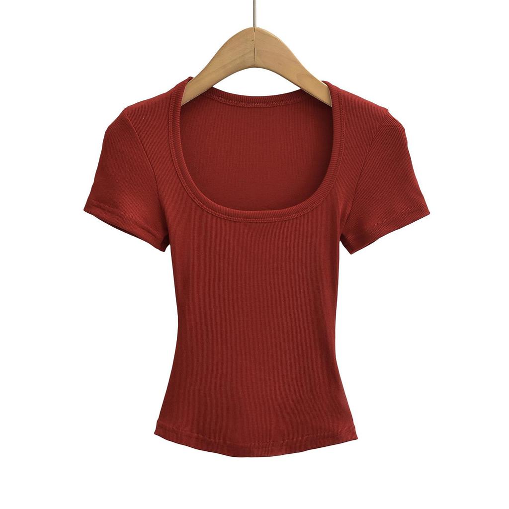 2024 Retro Slimming Women's Horseshoe Collar Tee