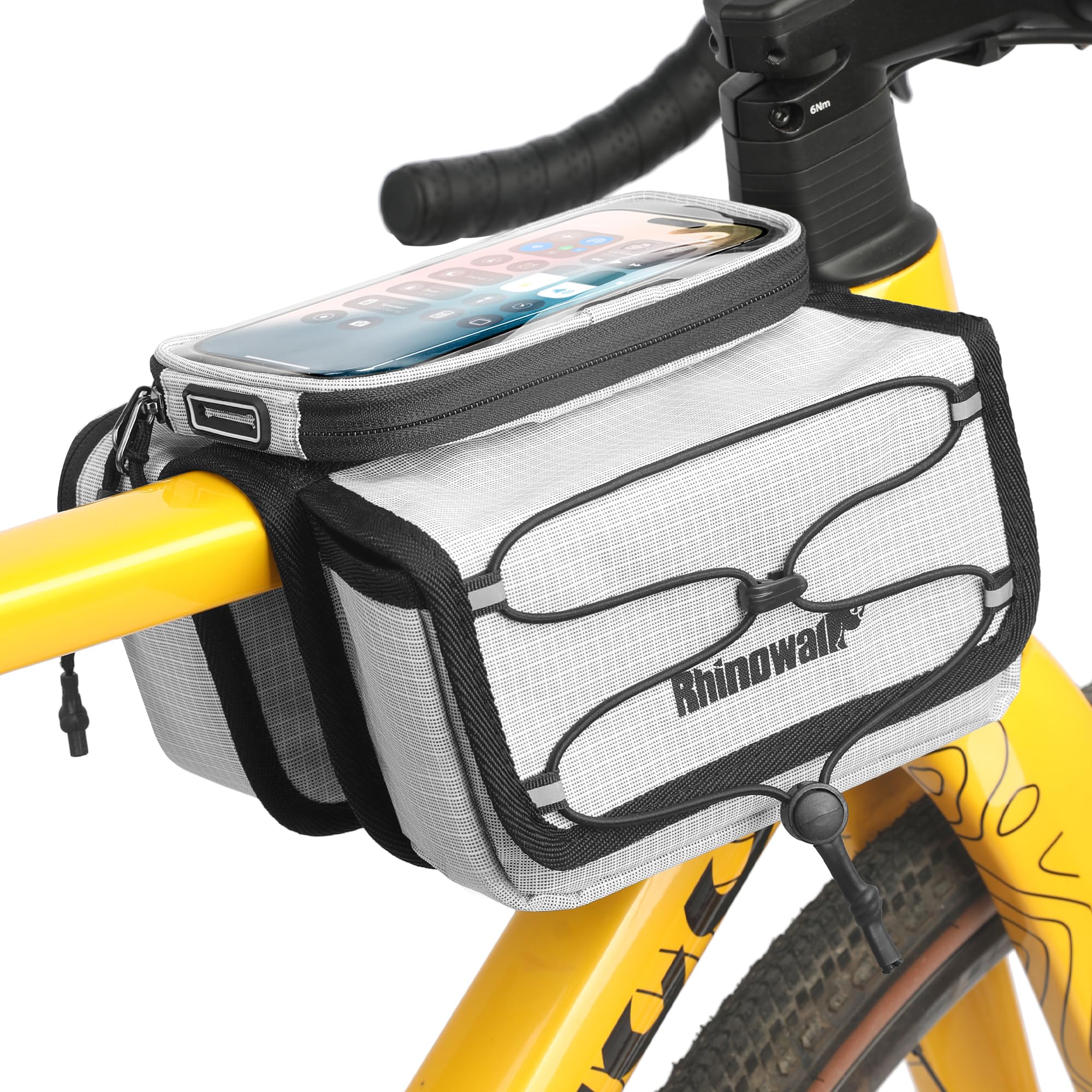 

Rhinowalk Bicycle Front Frame Bag, Top Tube Frame Storage, Waterproof Bike Handlebar Bag for Smartphones, Professional Cycling Accessories - White