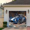 1 piece of 2D flat photo booth props, vintage racing garage backdrop, with vintage carXY
