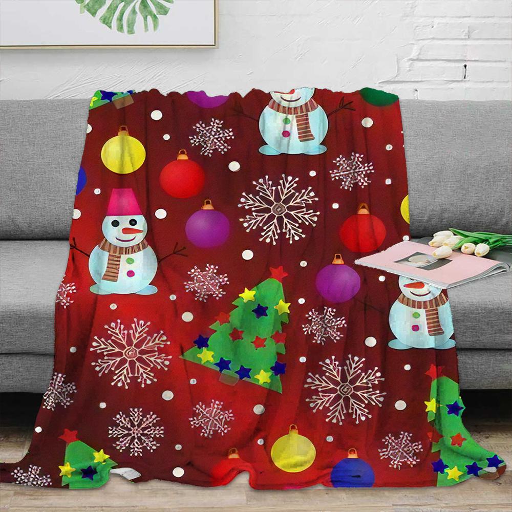 Christmas snowman theme Printed Blanket for Sofa Travel Camping Living Room Office Conditioning Blanket for All Seasons Gifts