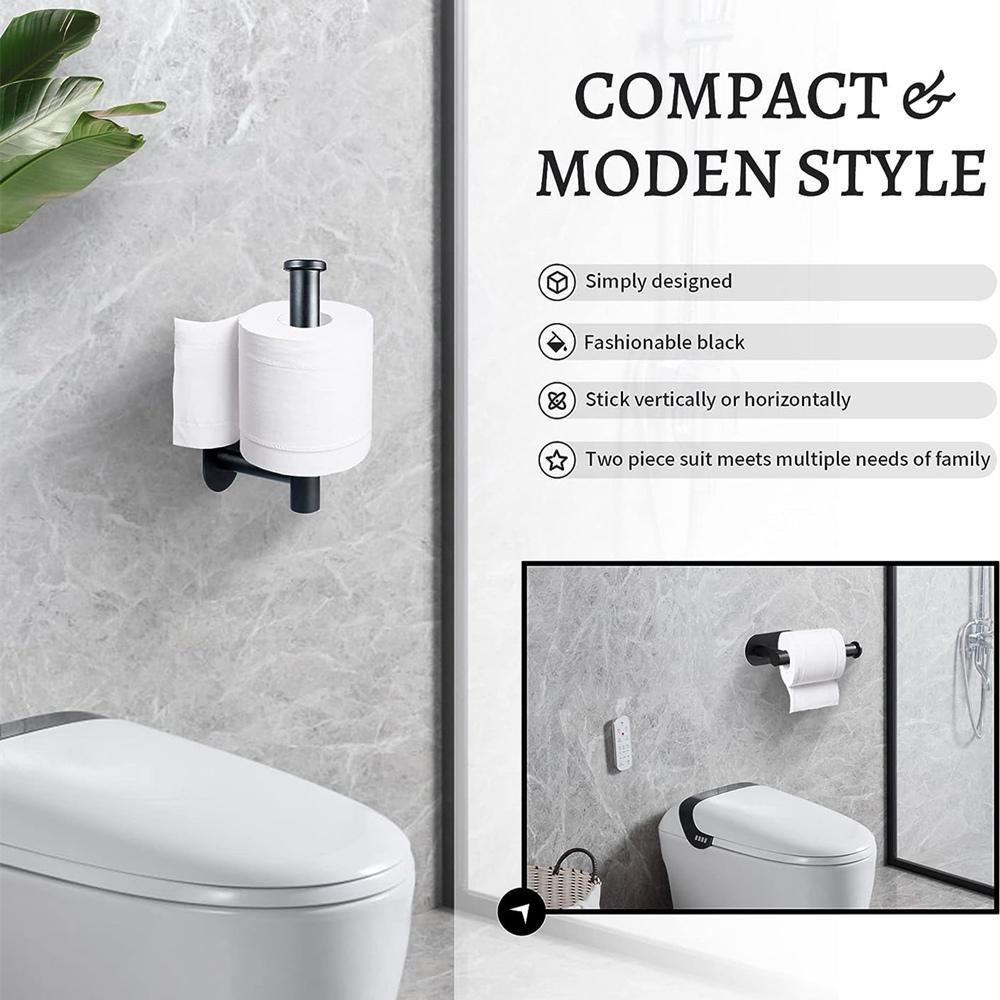 2Pcs Non Punching Wall Mounted Toilet Paper Holder Rustproof Anticorrosion Stainless Steel Bathroom Kitchen Toilet Paper Roll Holders