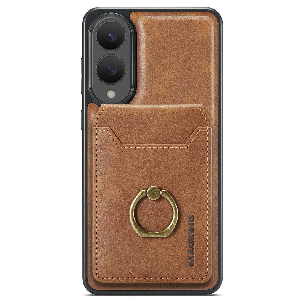 MAGKING K1 Series For Samsung Galaxy S25 Edge Magnetic Case PC + TPU + PU Phone Cover with Card Holder