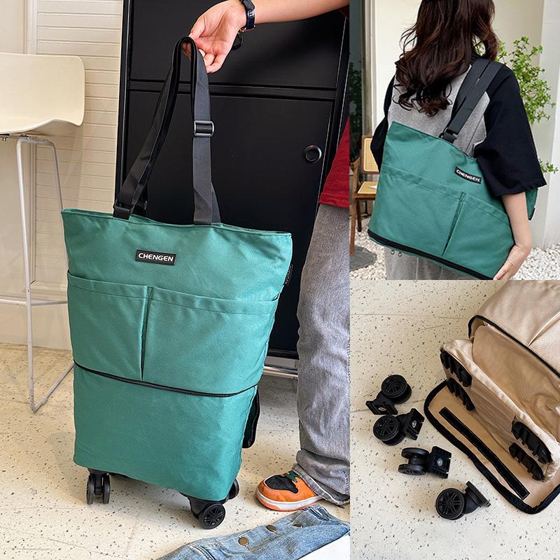 Foldable Portable Large-capacity 360-degree Wheel Travel Bag For Supermarket Shopping Hand-carry Luggage Bag For Shopping And Grocery Trips