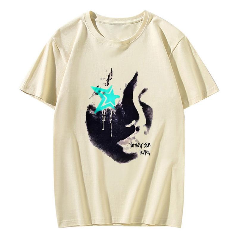 

Y2K Cotton Tshirt Men Hip Hop Clothes Punk Grunge Goth High Street Pullover Harajuku Graphic Print Short Sleeve Top EMO Unisex S