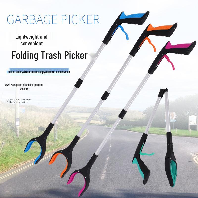 Durable Aluminum Folding Trash Picker with Magnetic Ring - Lightweight, Portable, Outdoor Hygiene Clip