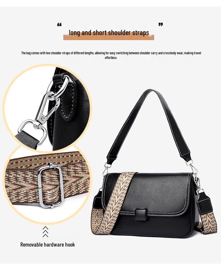 2024 Women's Crossbody Bag: Soft Leather, Fashionable Design, Wide Strap, Stylish Square Shape