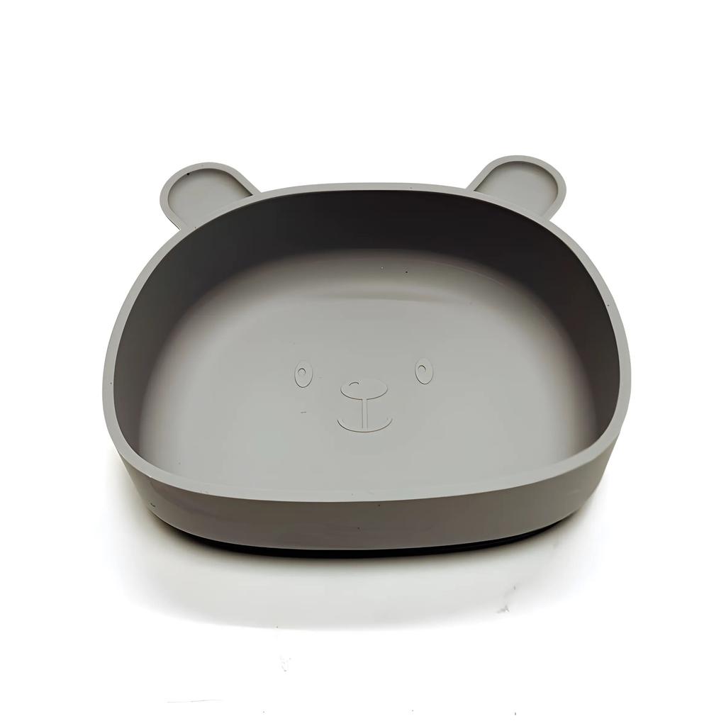 Non-Toxic Children'S Silicone Dinner Plate Baby Auxiliary Bowl Suction Cup Bear Cartoon Dinner Plate Fall-Proof Anti-Scald Tableware