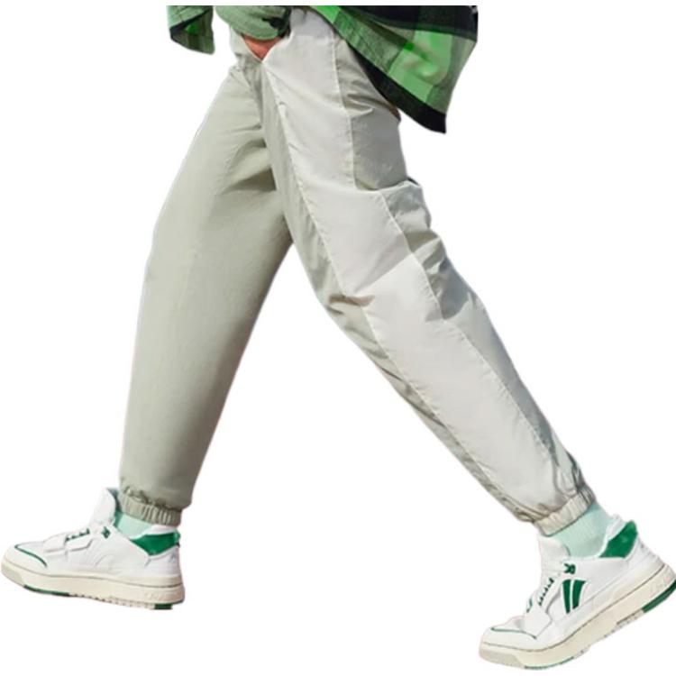 Li Ning Badfive Color Block Letter Print Loose Sports Long Pants Women bottoms Desert-Green AYKS362-1