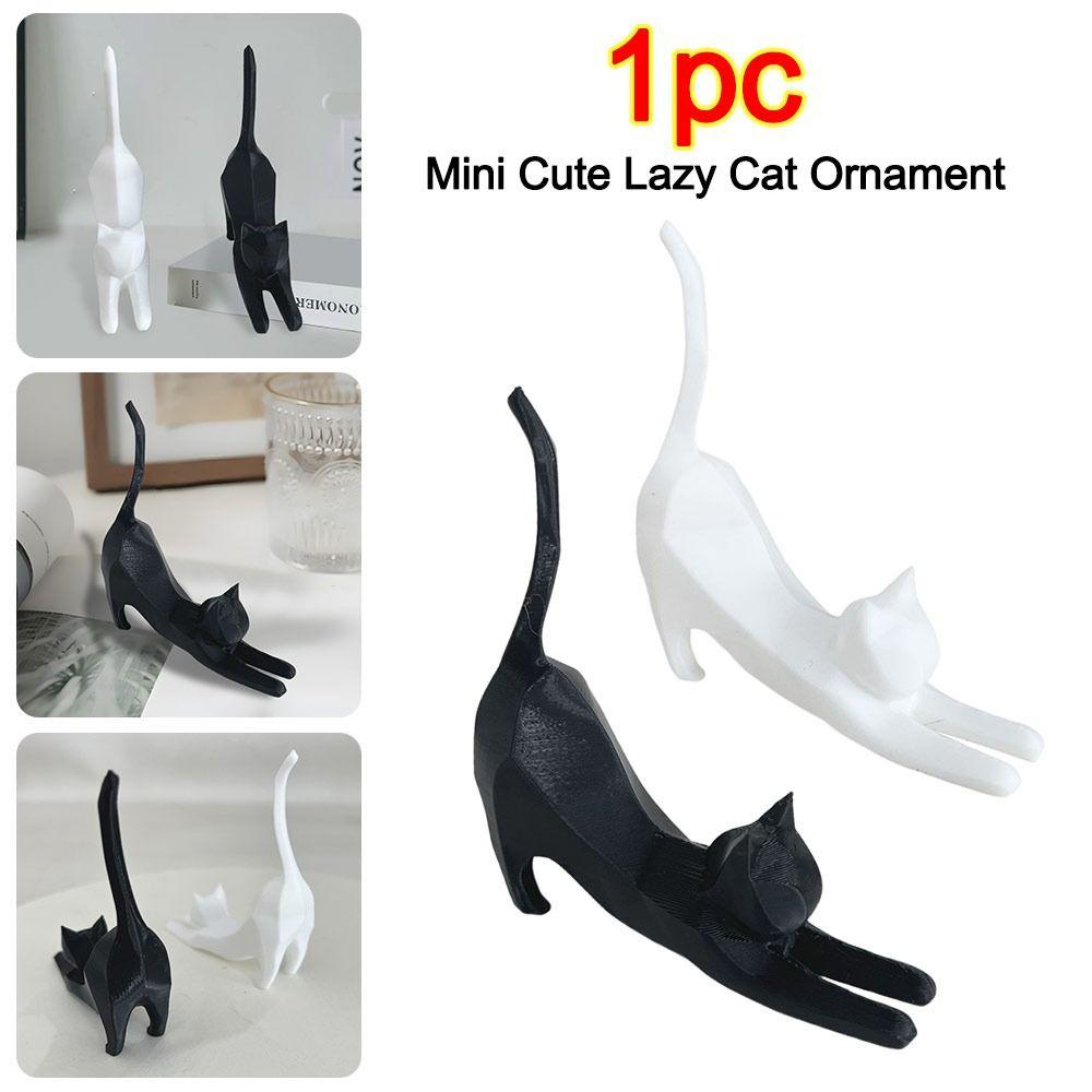 Stretching Kitten Funny Cat Ornaments Carved Kitten Statue Creative Miniature Figurines Garden