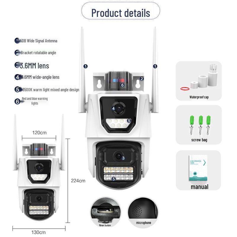 ICSee WiFi Dual-Screen Outdoor Camera with 6MP HD and Full-Color Night Vision