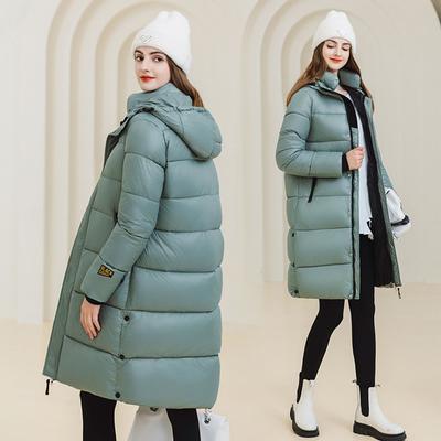 Winter Black Gold Down Jacket for Women's Classics Loose Cotton Coat Over Knee Hooded Parka Ladies Trend Thicken Outerwear