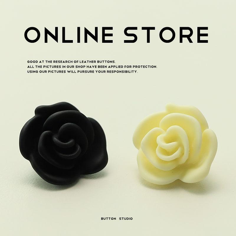 

5Pcs Xiaoxiang Elegant Wind Rose Knitted Cardigan Sweater Button Jacket Dress Suit Decorative Button 1 #[feel rose black] 14.5mm