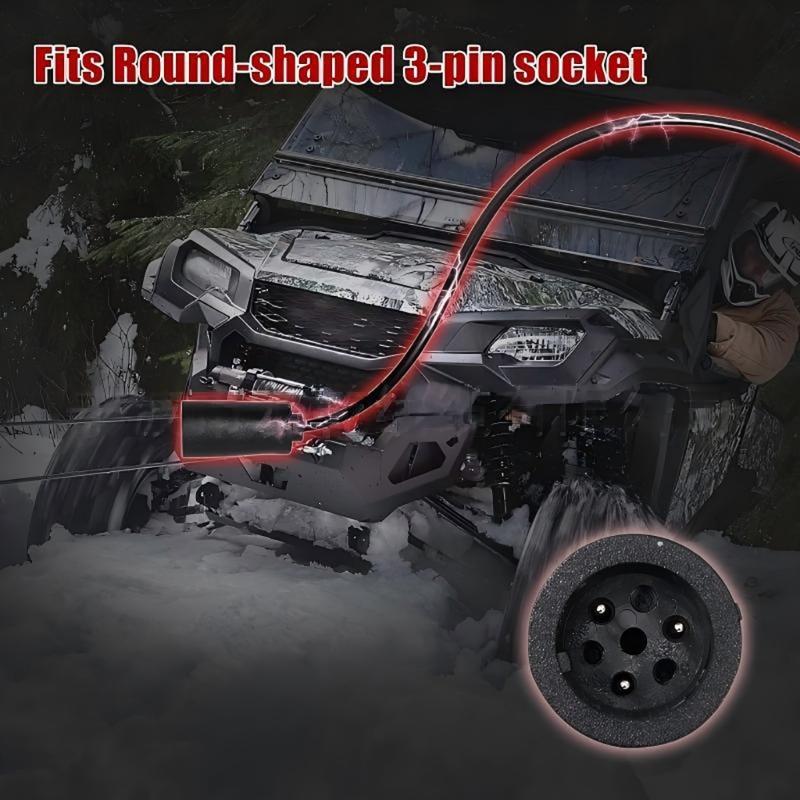 Utility-Vehicle Winch Hand Remote 64849 for WARN RT25 XT25 RT1.5 Models, with a Cabled Handheld Format and Clearly Marked OUT and IN Control Positions