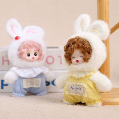 Pingente de Chaveiro de Pelúcia Forma de Boneca com Rosto de Vinil Tamanho Compacto Portátil Chaveiro Decoração de Bolsa Porta-Chaves Enfeite de Mochila