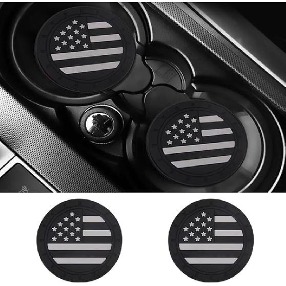 2 Pack Bling Cup Holder Ert Coasters, 2.75 Inch Soft Crystal Rhinestone Rubber Pad Set Round Auto Drink Coaster Car Interior Accessories (Pink)