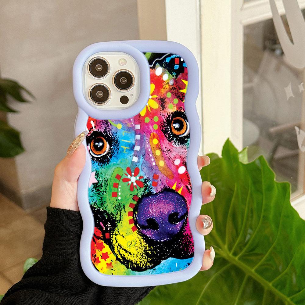 Ae76 Dog Color Doodle Design Art Protective Phone Cases for Samsung S24 Plus S23 Ultra A14 A55 A06 Honor X9b Motorola OnePlus Big Wave TPU Back Cover