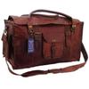Mens Vintage Genuine Leather Flap Duffel Carry On Weekender Travel Bag 24"