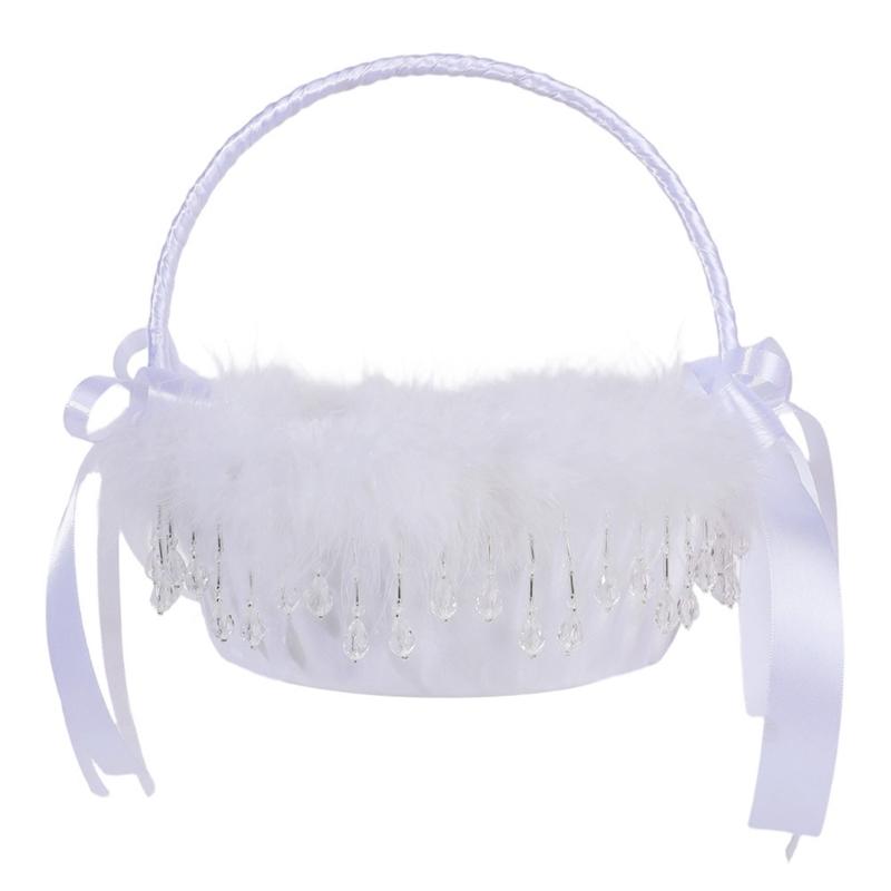 

Crystal Fringe White Feather Flower Holder Basket For Outdoor Wedding Ceremonies And Special Occasion 1