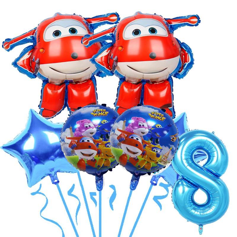Fly Wings Foil Balloons Air Globlos Happy birthday Party Decoration Party Supplies Kids Favor Cartoon Movie Character Number Kit