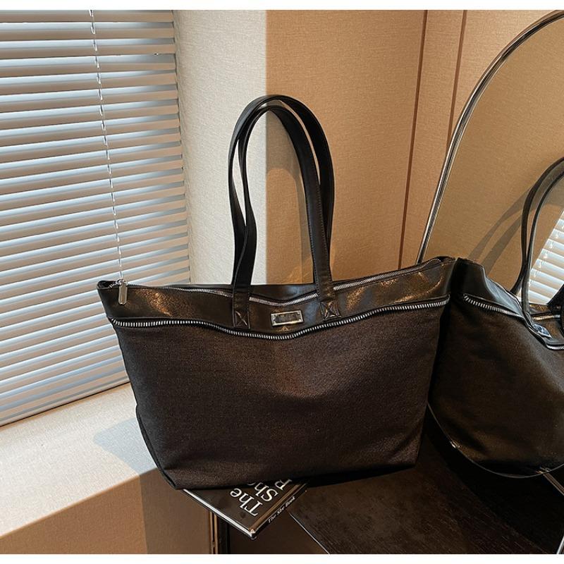 

Джинсовая сумка-тоут весна новая мода повседневная большая вместимость на плечо высокое качество сумка под мышкой чёрный