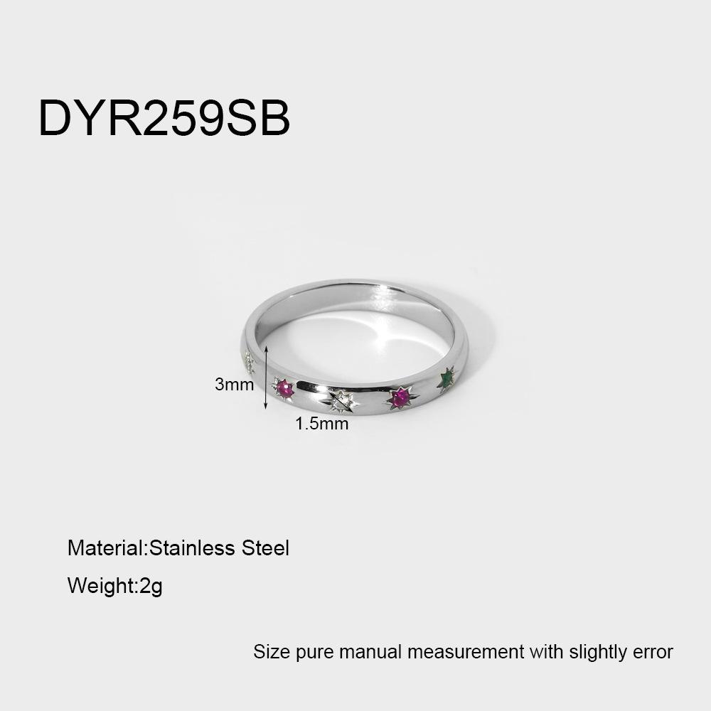 INS Edelstahl Regenbogenfarbe Zirkonia Stein Fingerringe für Damen Vergoldet Wasserdicht Stapelring Schmuck Geschenk