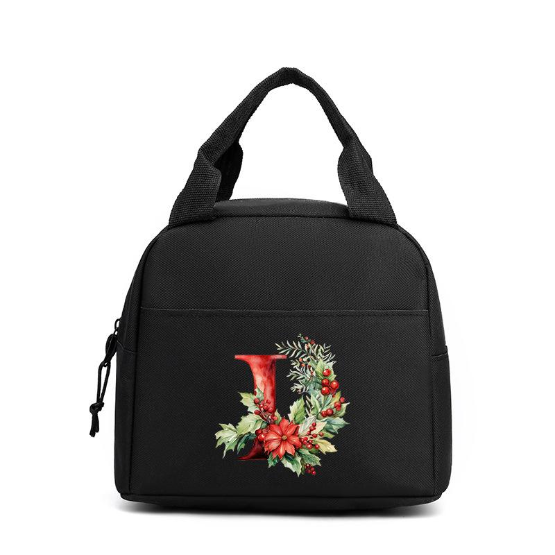 Trend niche print flower 26 letter pattern storage bag tote bag student lunch box bag portable
