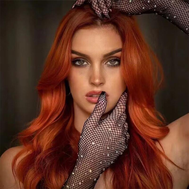 A Pair Hot Diamond Sparkle Sexy Fishing Net Halloween Carnival Gloves Colorful Diamonds Mesh