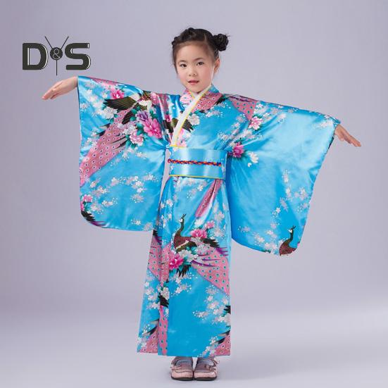1 sada Dívčí tradiční kimono pyžamo Živé barvy Květinový potisk páv Snadné nošení Pohodlné kimono