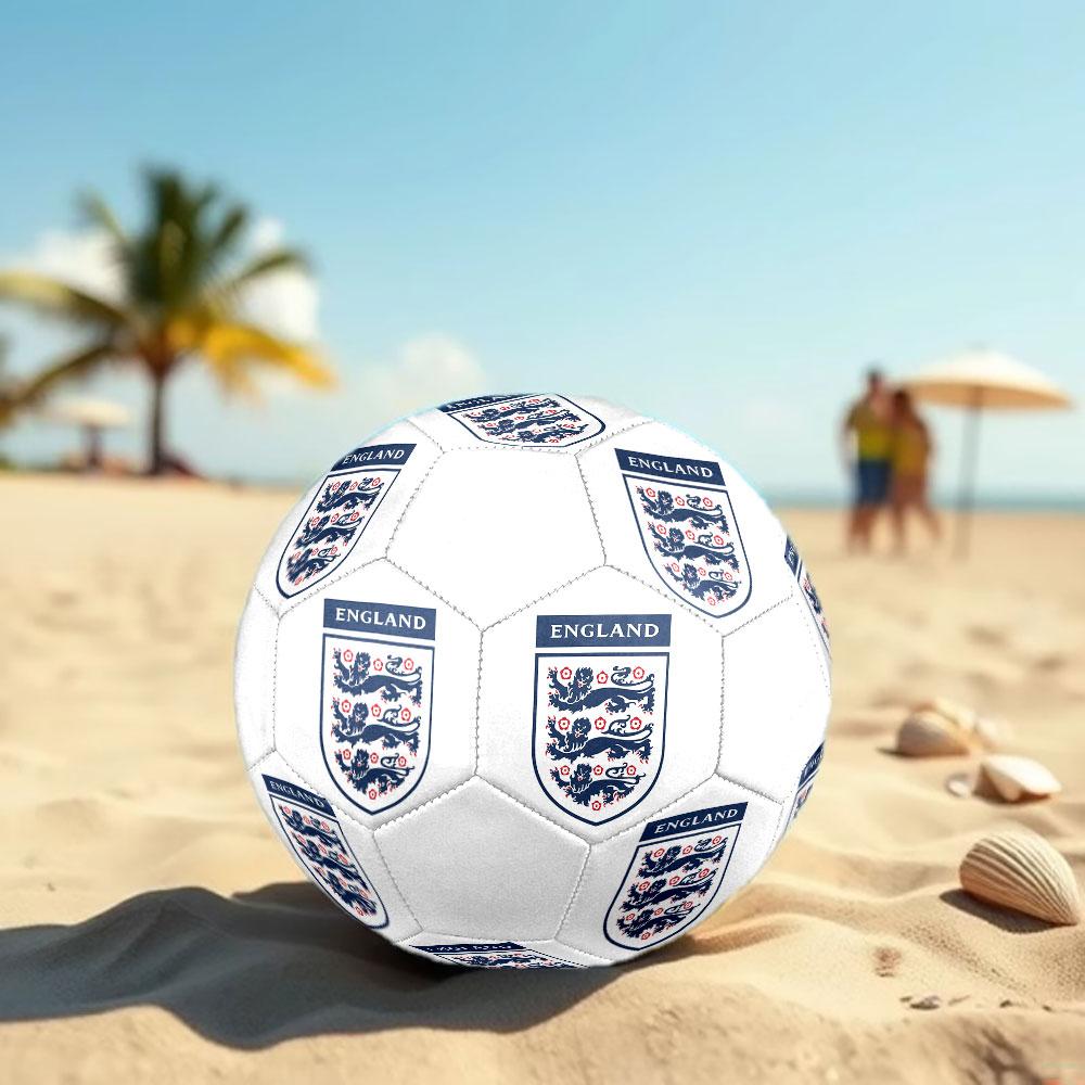 England Football Size 5 Soccer Ball, Machine-Stitched PVC, Durable & High Bounce, All Ages Fit, Fan Merchandise, Matches & Outdoor Use.
