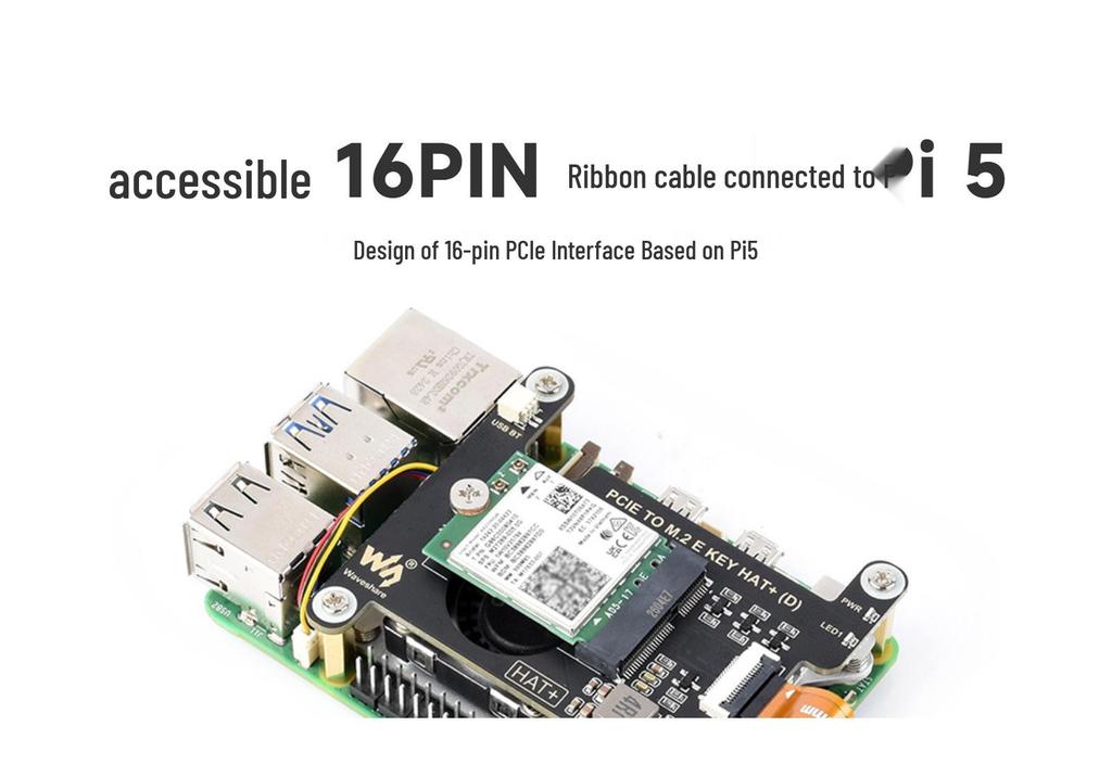 Raspberry Pi 5 PCIe Adapter for NGFF (M.2 E Key) Wireless Cards