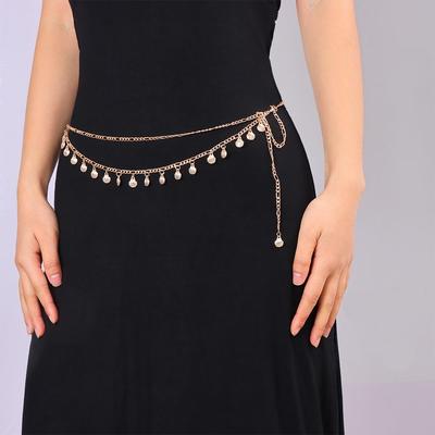Würzige Mädchen Strass-Hüftkette Bikini mit mehrlagigen Muschel-Metall-Quasten