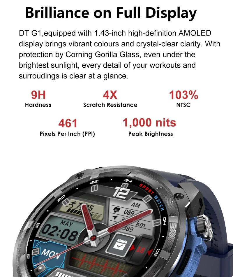 New Military Grade Men Offline GPS Map Smart Watch 4GB Memory 1000mAh Battery 10ATM Waterproof Bluetooth Call Outdoor Sports Fashion Smartwatch