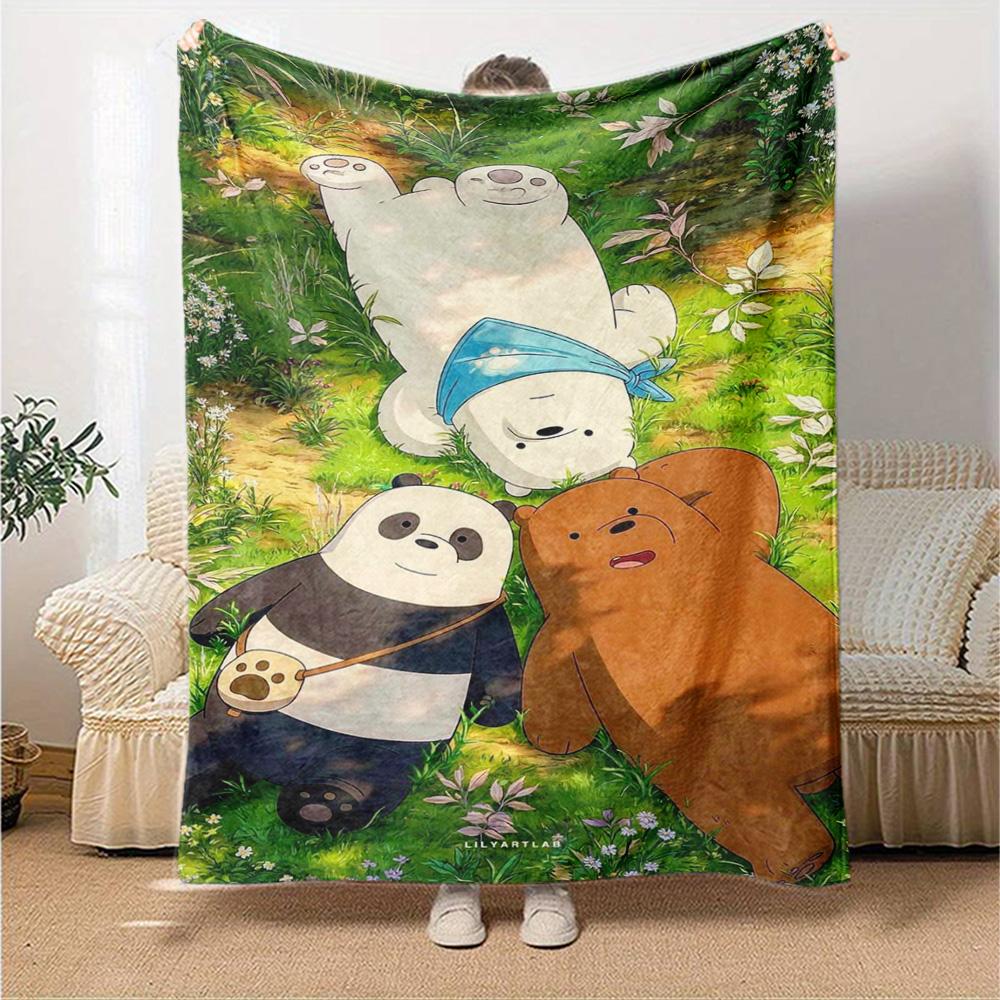 We Bare Bears Print Flannel Blanket High Quality Warm Comfortable Cover for All Seasons Perfect for Gifts Home Decor