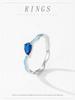 Women's Retro S925 Silver Sapphire Teardrop Ring: Luxury Blue Enamel Geometric Design for Index Finger