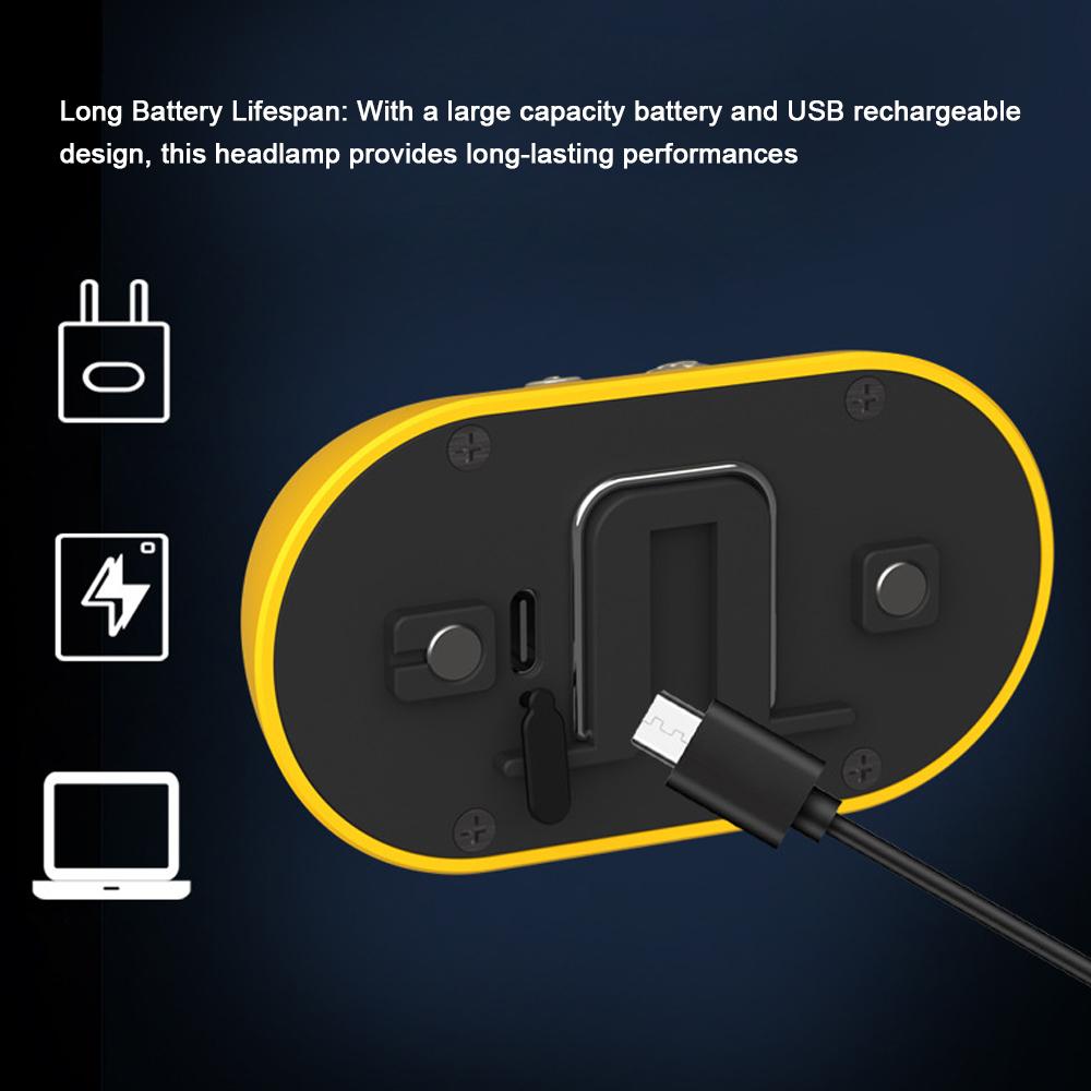 Lehká čelovka Venkovní kemping Rybaření Vícerežimová čelovka Vodotěsná čelovka USB