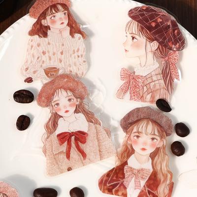 30Pcs/bag Girl's Diary Series Sticker Figure Girl Material Decorative Stickers Various Styles Girl For Clip And Imprint Stickers