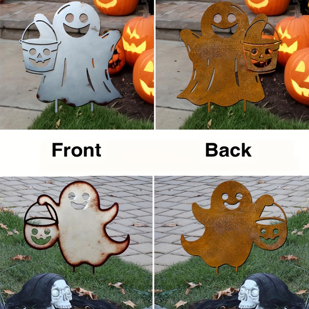 1Pc Iron Halloween Garden Decoration Ground Plug, Horror Decoration, Suitable for Patio, Garden or Courtyard Decoration, Halloween Decn, Modern Style,