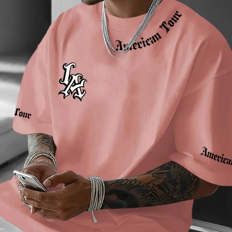 Summer Men's T-shirt, Letter-printed Casual Graphic Round-neck T-shirt, Short-sleeved Sports Women's T-shirt