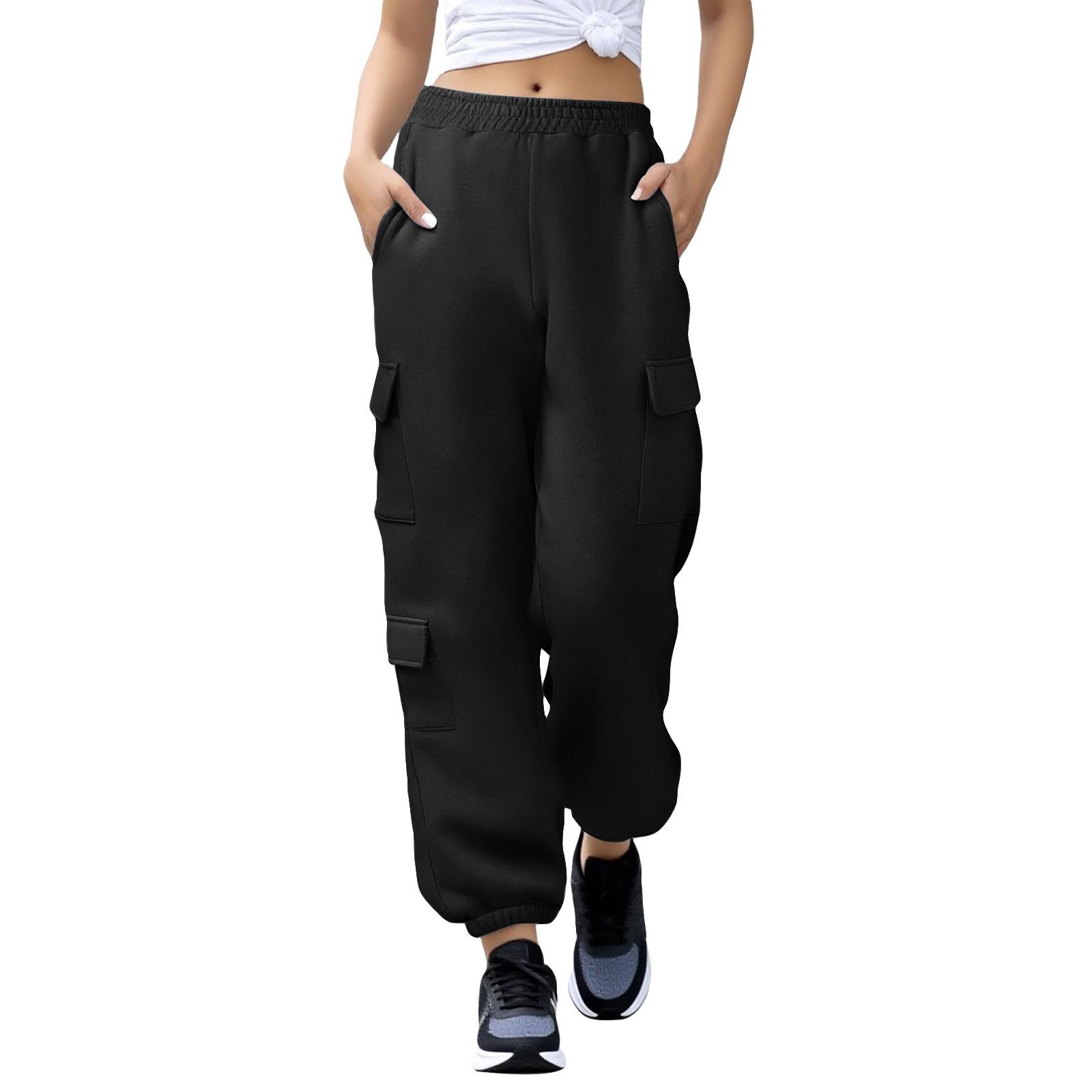 

Women s Workout Pants Casual Loose Wide-Leg Pants Cotton Jogging Pants Fashion Trends M чёрный
